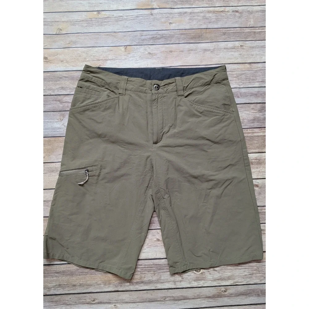 Patagonia Quandary Hiking Shorts Mens 34 Nylon Elastane Khaki Green 10in Inseam